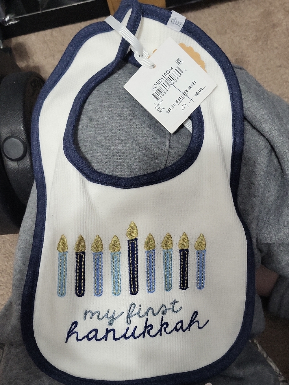 Mud Pie Baby White Bib‎ Babys First Hanukkah